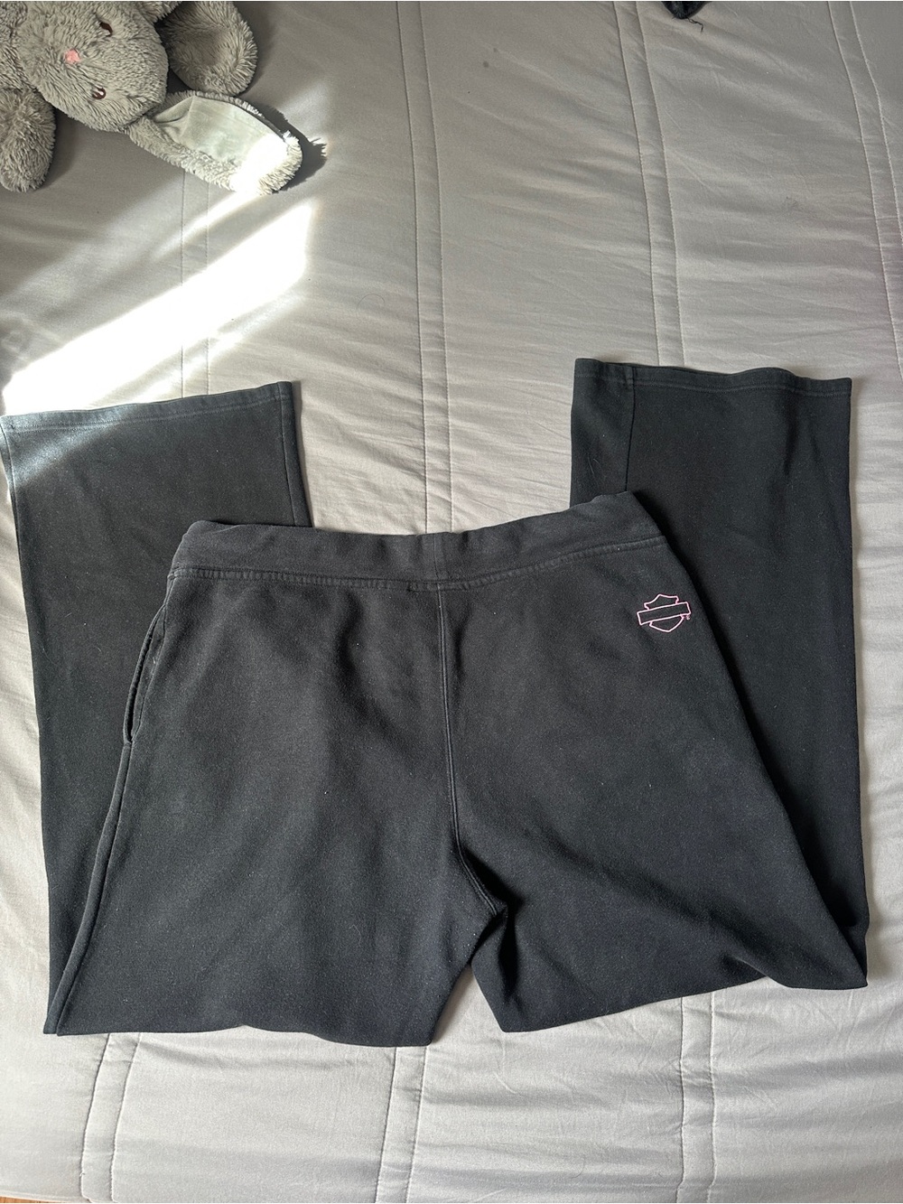 Harley-Davidson Black Girls' Sweatpants with Pink Script Logo - Picture 2 of 3